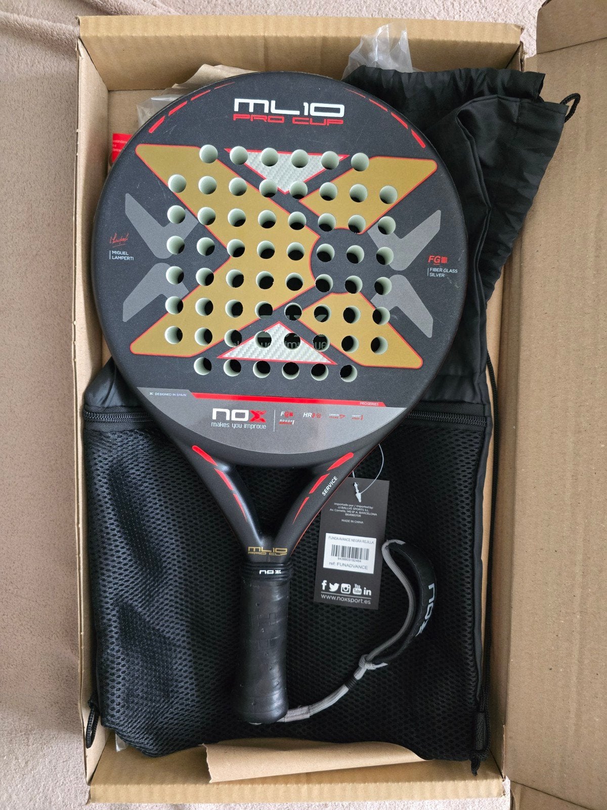 Nox ML10 Pro Cup Rough, Sport en Fitness, Padel, Ophalen of Verzenden, Zo goed als nieuw, Padelracket