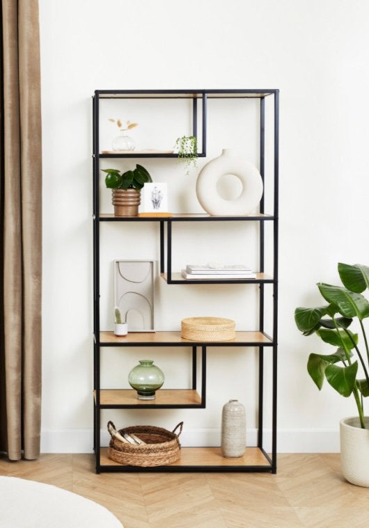 Lifa living wall cabinet , zwart metalen rek met mdf planken, Maison & Meubles, Armoires | Bibliothèques, Neuf, 25 à 50 cm, Avec tablette(s)