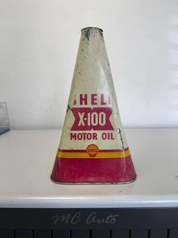 Vintage Shell X-100 Motor Oil blik - Zeldzaam Verzamelob, Collections, Marques & Objets publicitaires