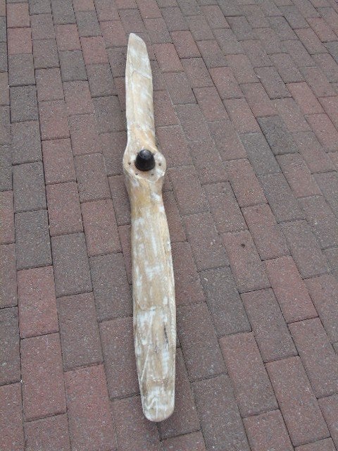 XXL-vliegtuigpropeller, plat natuurlijk hout, aluminium naaf, Ophalen, Hout, Handgemaakt, Wit