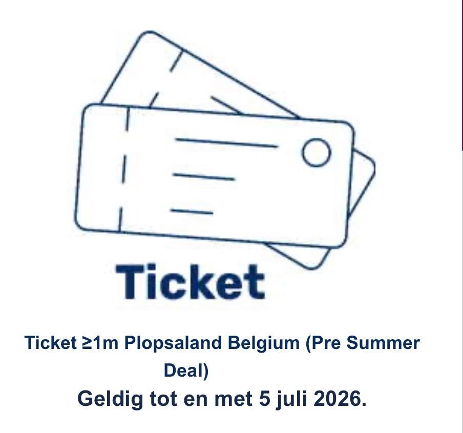 4 Tickets Plopsaland + 1 parkeerticket, Tickets en Kaartjes, Drie personen of meer, Ticket of Toegangskaart