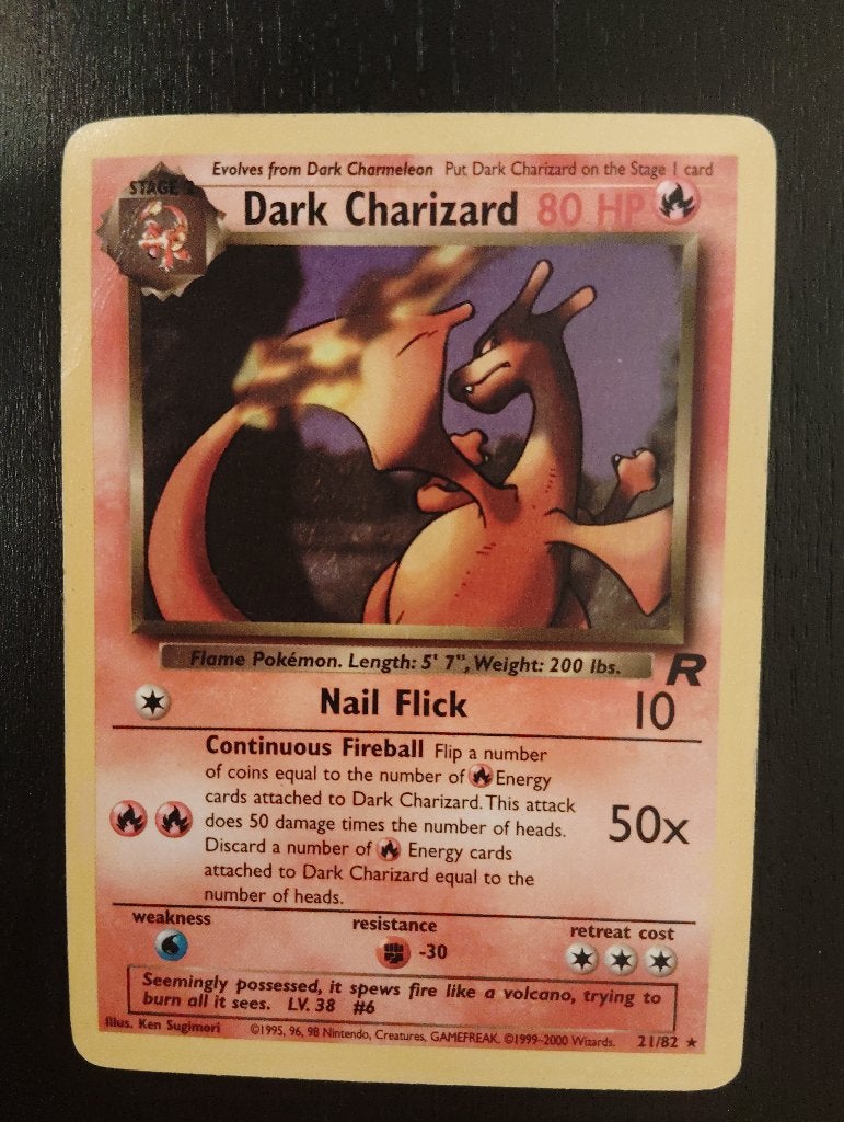 Dark Charizard TR 21 en Anglais (Rare Pokémon 1998), Enlèvement ou Envoi, Utilisé, Cartes en vrac