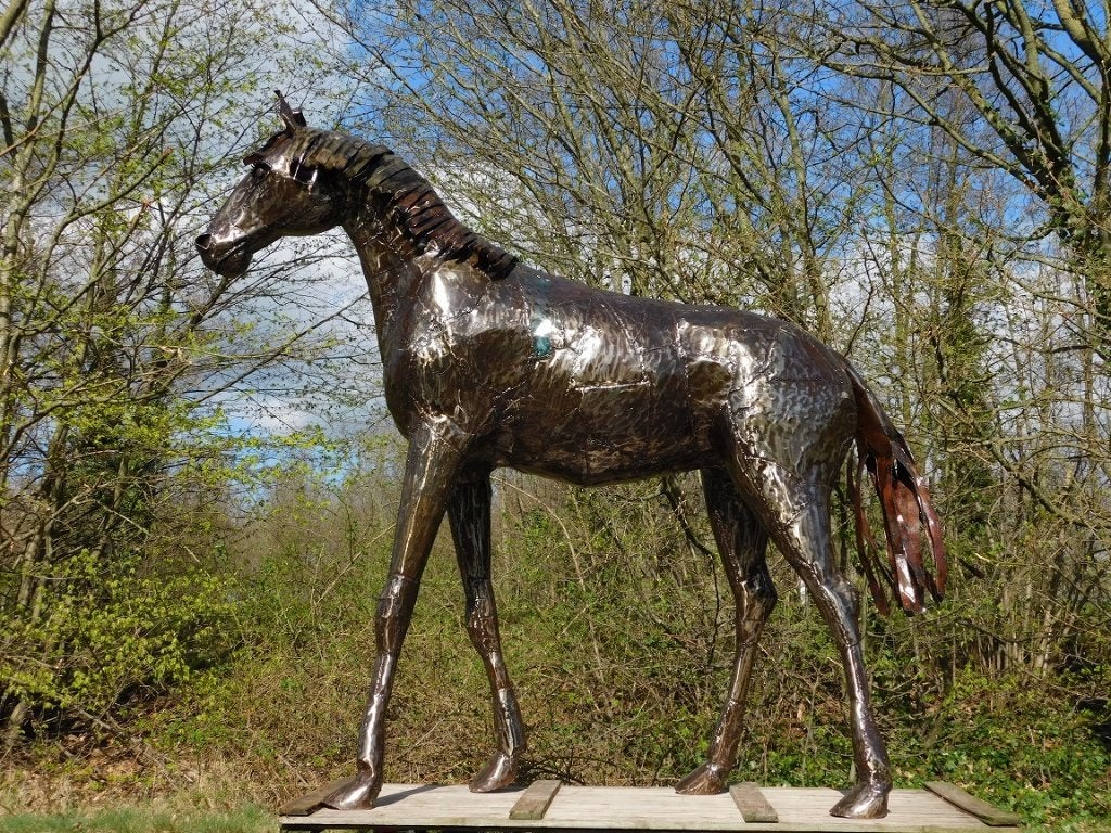 Cheval « Pepper » XXL - 225 cm - Fait main et unique, Sculpture, Enlèvement ou Envoi, Fait main, Brun