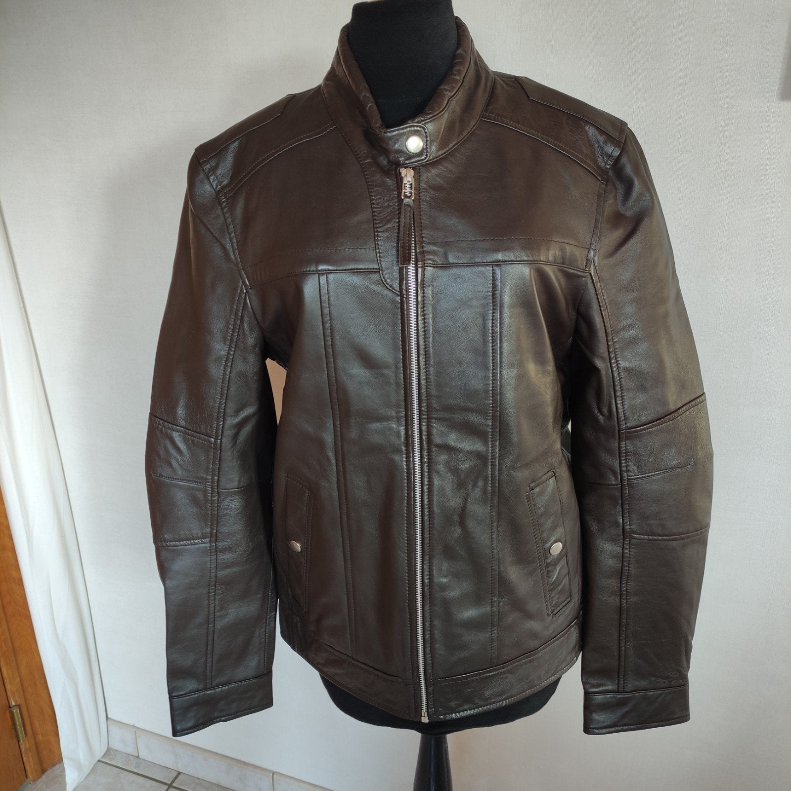 Gilet en cuir pour homme Isaco & Kawa taille 48 - marron., Enlèvement, Comme neuf, Taille 48/50 (M), Brun