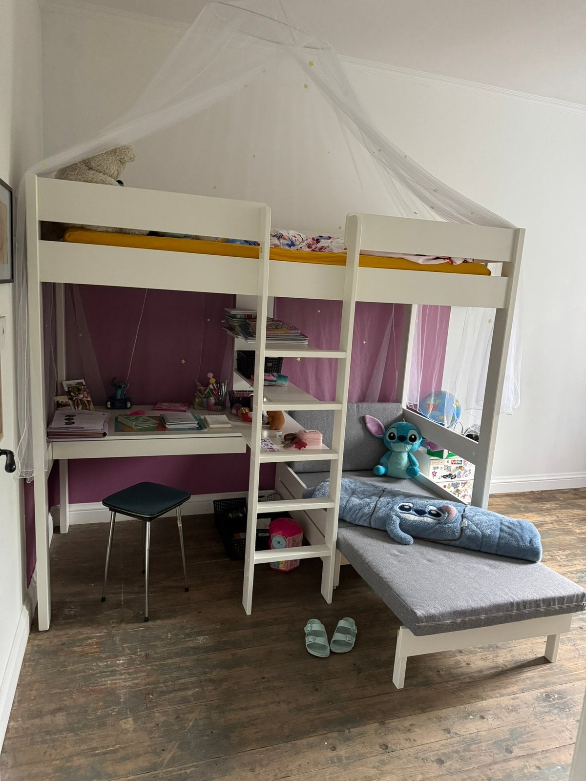 Hoogslaper, Ophalen, 90 cm, Eenpersoons, Wit