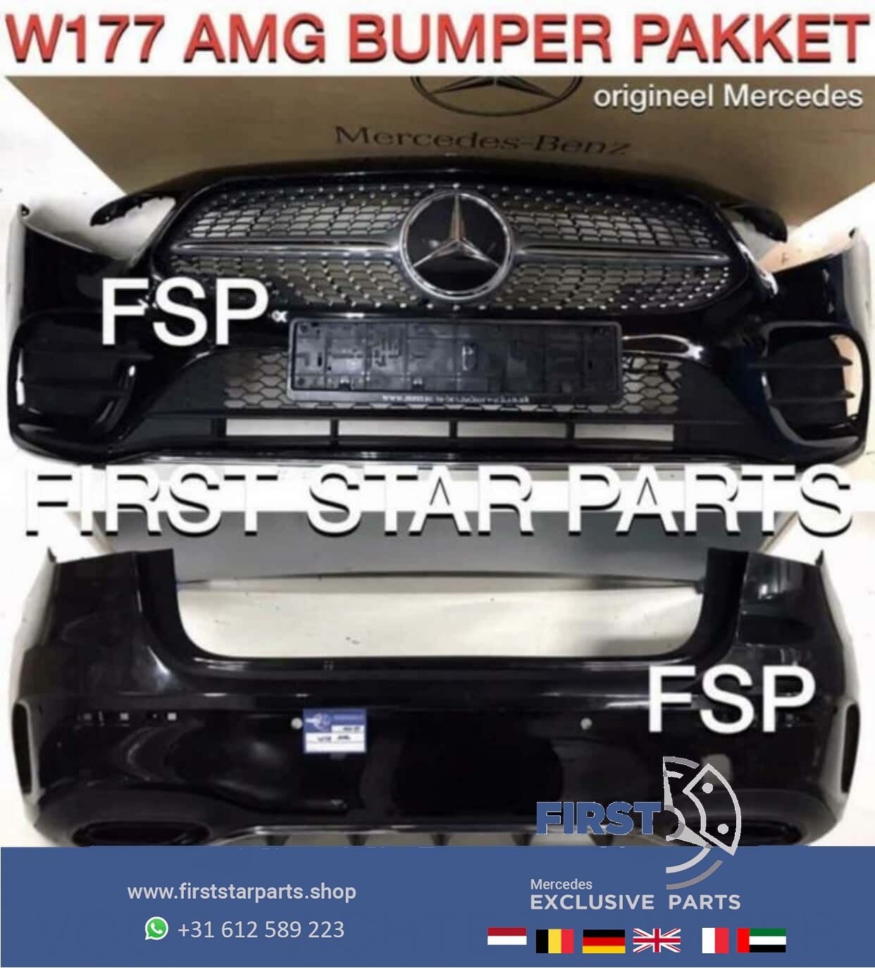 W177 A KLASSE 2020 AMG PAKKET Origineel Mercedes VOORBUMPER, Utilisé, Avant, -, -