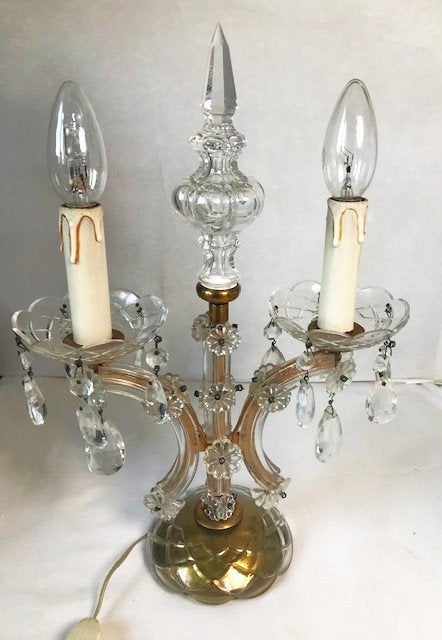 Lampe vintage en cristal Marie Thérèse en laiton rare✨💑💎👌, Antiquités & Art, Enlèvement ou Envoi