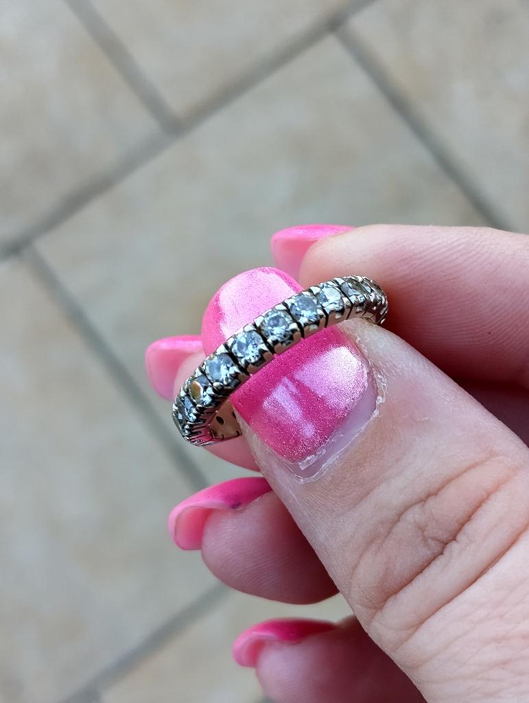 Bague tour américain 18K zircons 4gr T. 54 vintage année 70, Bijoux, Sacs & Beauté, Bijoux anciens, Enlèvement, Or, Bague