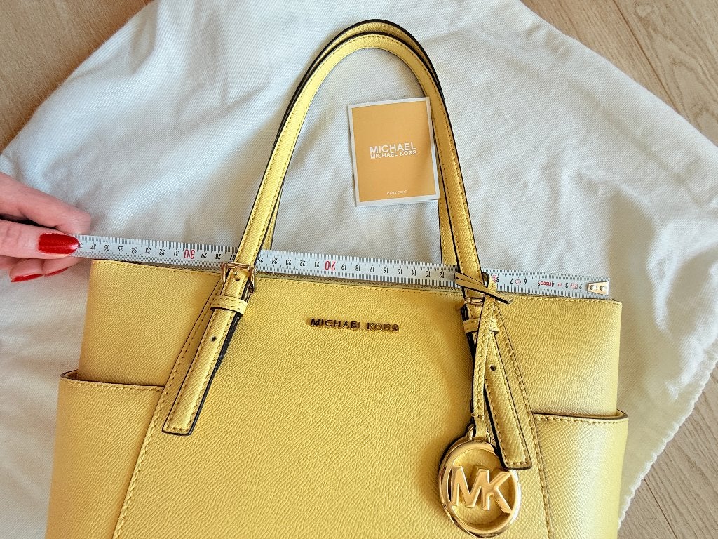 Michael Kors, groot model Charlotte, geel leer, Ophalen, Zo goed als nieuw, Geel, Handtas