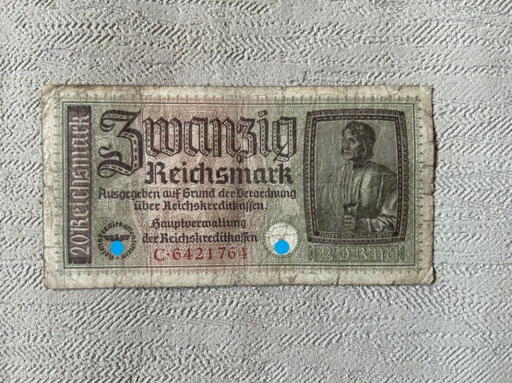 Duits bankbiljet bankbriefje van 20 Reichsmark - 1939 - wo2, Enlèvement ou Envoi, Allemagne, Billets en vrac