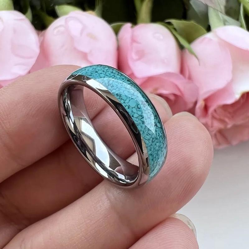 Trouwringen wolfraam Turquoise Nadia Zilver Diverse maten, Handtassen en Accessoires, Ringen, Overige materialen, Overige kleuren