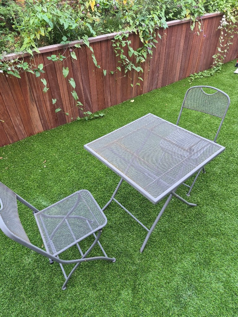 Metalen Bistro Set / Tuinset – Klaptafel + 2 Klapstoelen, Jardin & Terrasse, Ensembles de jardin, Table à dinner, Salons de jardin