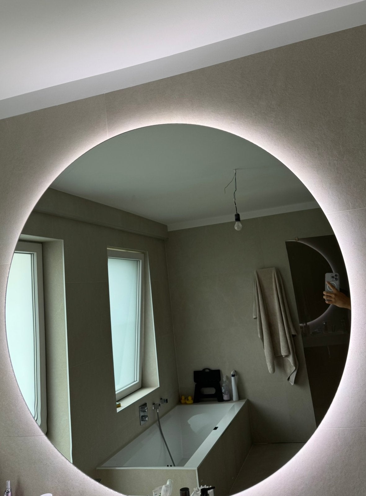 Miroir salle de bain rond 120cm, anti buée, Maison & Meubles, Enlèvement, Comme neuf, Rond