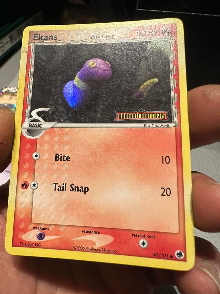 Pokémon Ekans 47/101Ex Dragon Frontiers Holo stamped, Ophalen of Verzenden, Zo goed als nieuw, Losse kaart