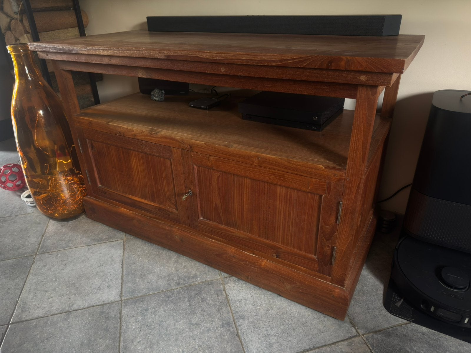 Tv-meubel van massief hout, Huis en Inrichting, Woonaccessoires | Kisten, Ophalen, 50 – 75, Gebruikt, 100 tot 150 cm
