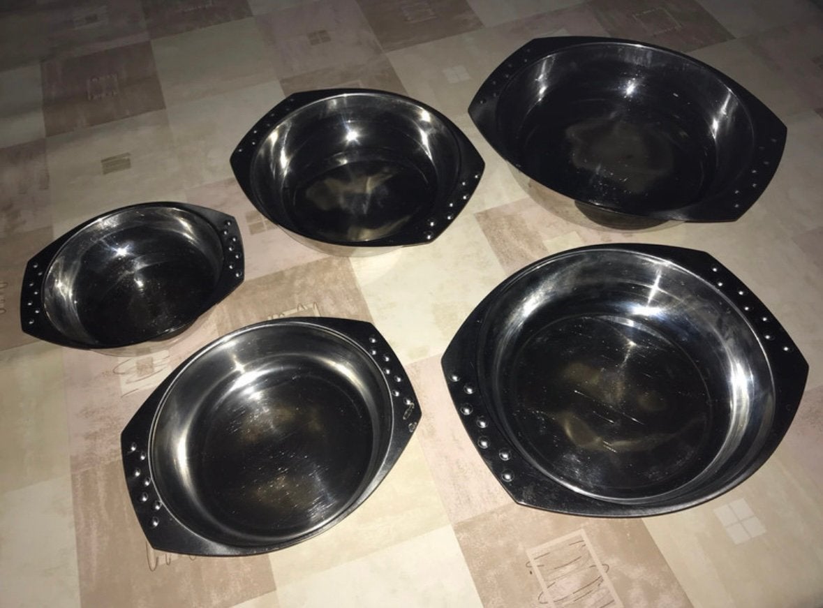 5 opeenvolgende inox schaaltjes, Ophalen of Verzenden, Gebruikt, Overige materialen, Schaal of Schalen