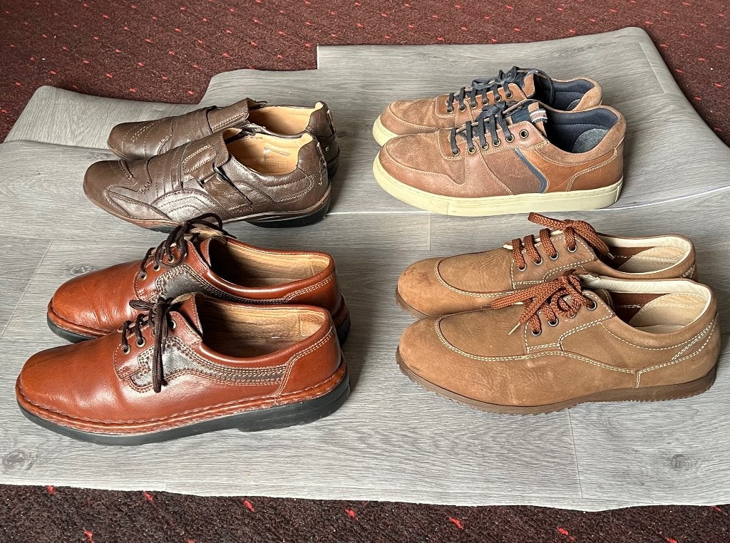 Lot de chaussures hommes (4 paires)., Envoi, Porté, DENIM SIDE,neosoft…etc., Chaussures de marche