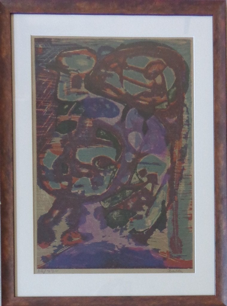 MOGENS BALLE / COBRA / KLEURHOUTSNEDE / 73x54cm / KADER, Signé, Enlèvement, Gravure