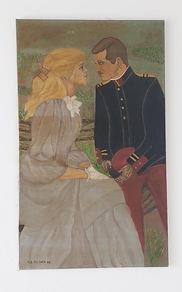 Romantisch XXL vintage olieverfschilderij op doek (1m hoog), Portrait ou Personnes, Peinture à l'huile, Daté, Enlèvement
