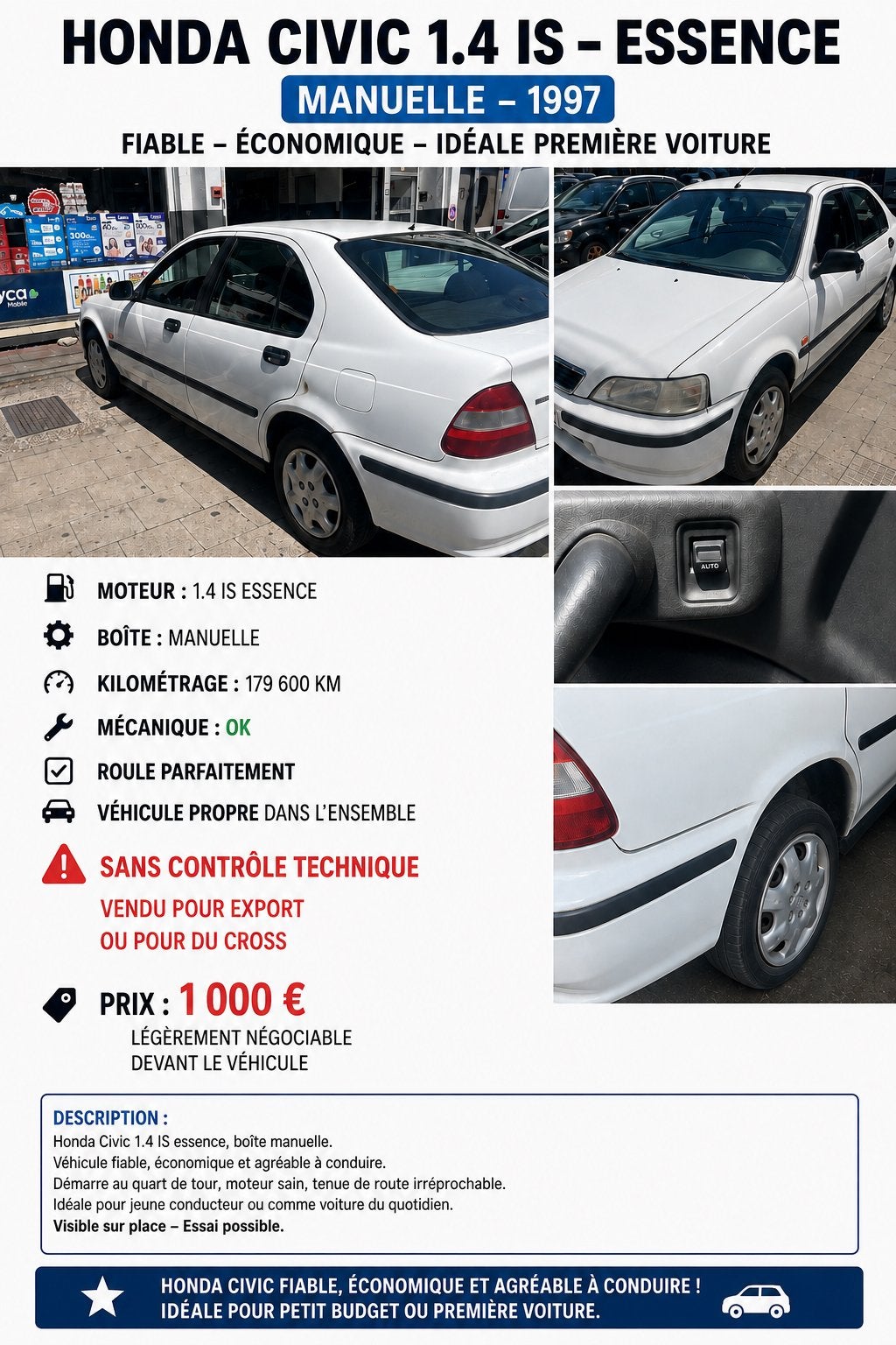 Honda civic 1.4 is, Enlèvement, Utilisé