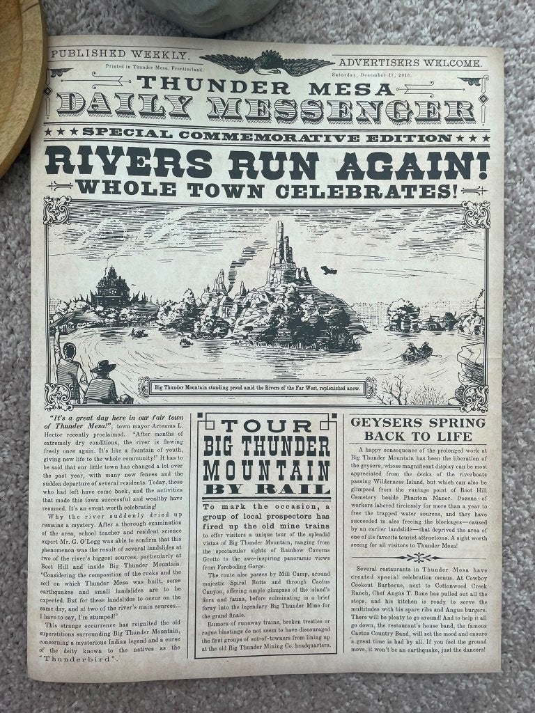Affiche Disney - Journal "Thunder Mesa Daily Messenger", Enlèvement, Neuf