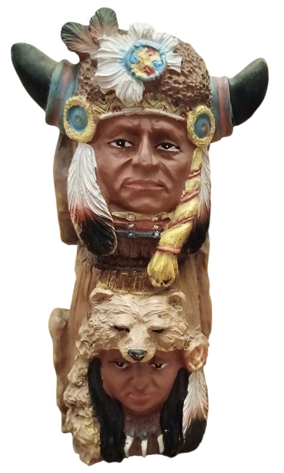 Handbeschilderd decoratiebeeld van een indiaanse totempaal., Verzamelen, Ophalen of Verzenden, Zo goed als nieuw, Religie