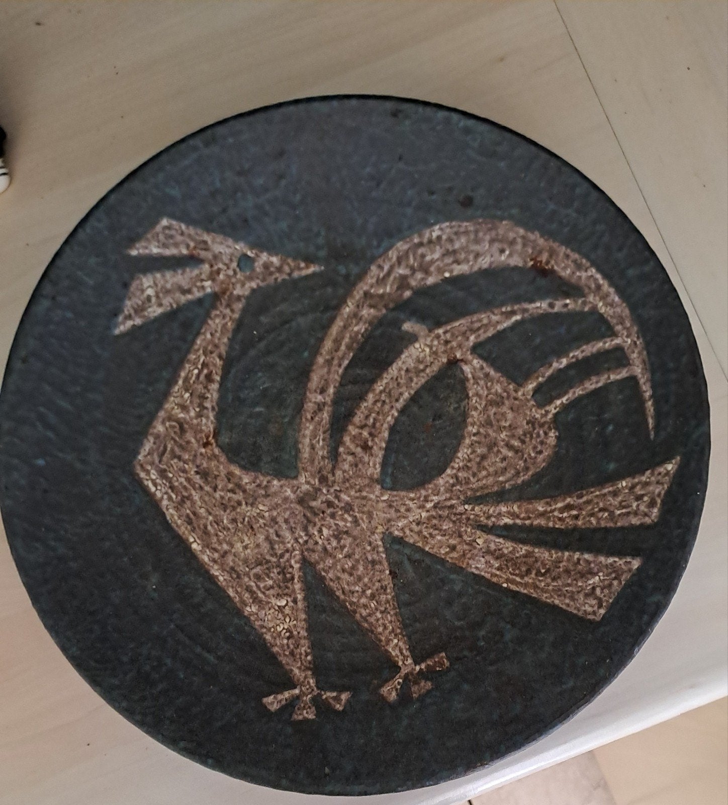 Brutalistisch Keramiek Wandbord Vogel / Haan – Handwerk, Ophalen