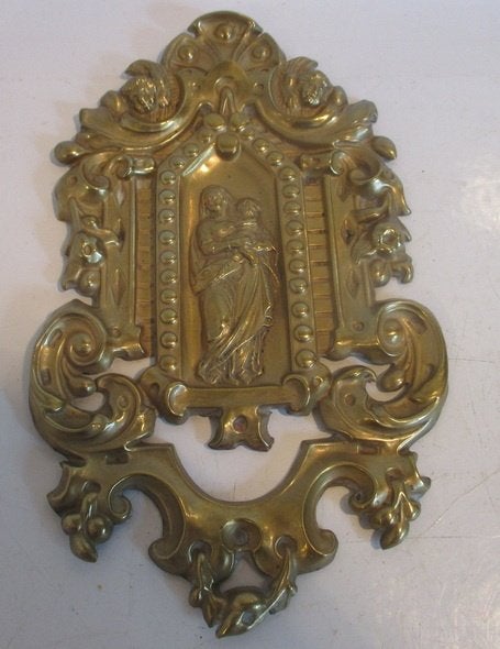 médaillon religieux en cuivre antique Vierge à l'enfant, Antiquités & Art, Envoi