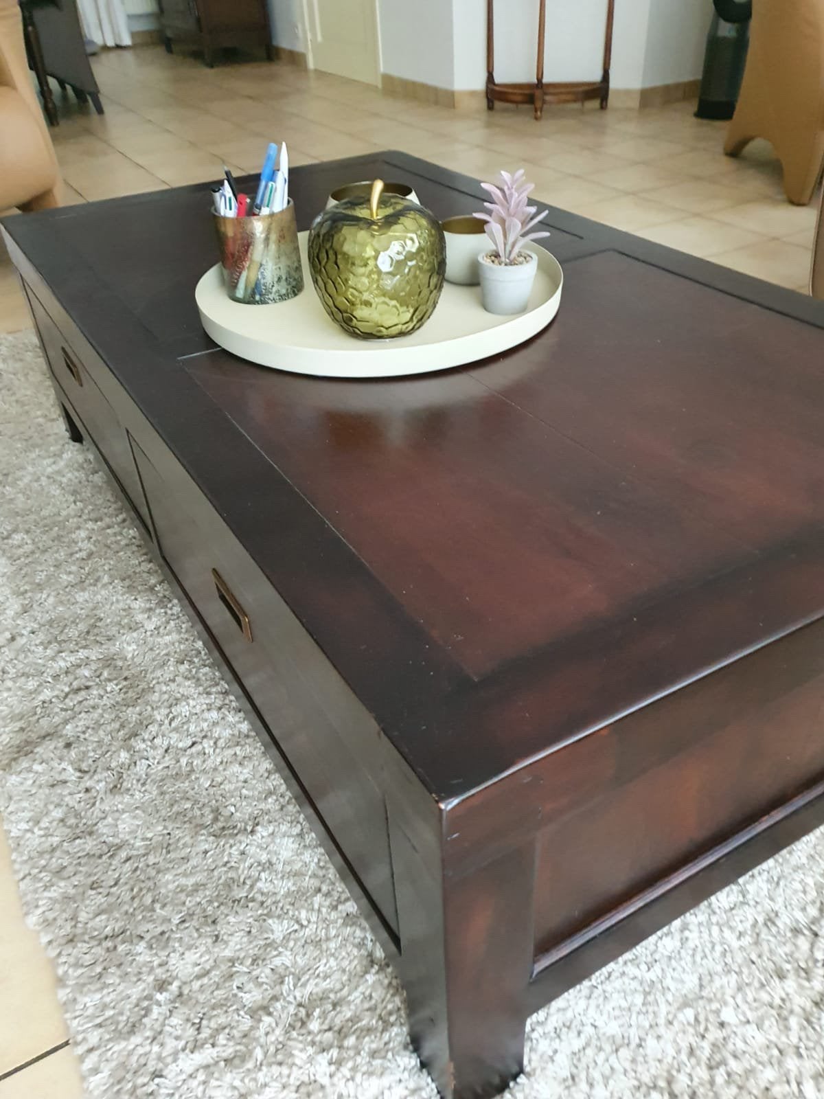 Table basse en bois massif, Maison & Meubles, Enlèvement, Comme neuf