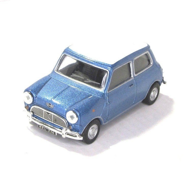 Mini Cooper blauw – wit dak Cararama., Hobby en Vrije tijd, Modelauto's | 1:43, Ophalen of Verzenden, Zo goed als nieuw, Auto
