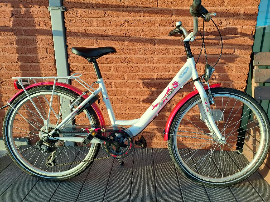 Kinderfiets Golden Lion 24” Wit/Roze, Fietsen en Brommers, Ophalen, 24 inch, Versnellingen, Zo goed als nieuw