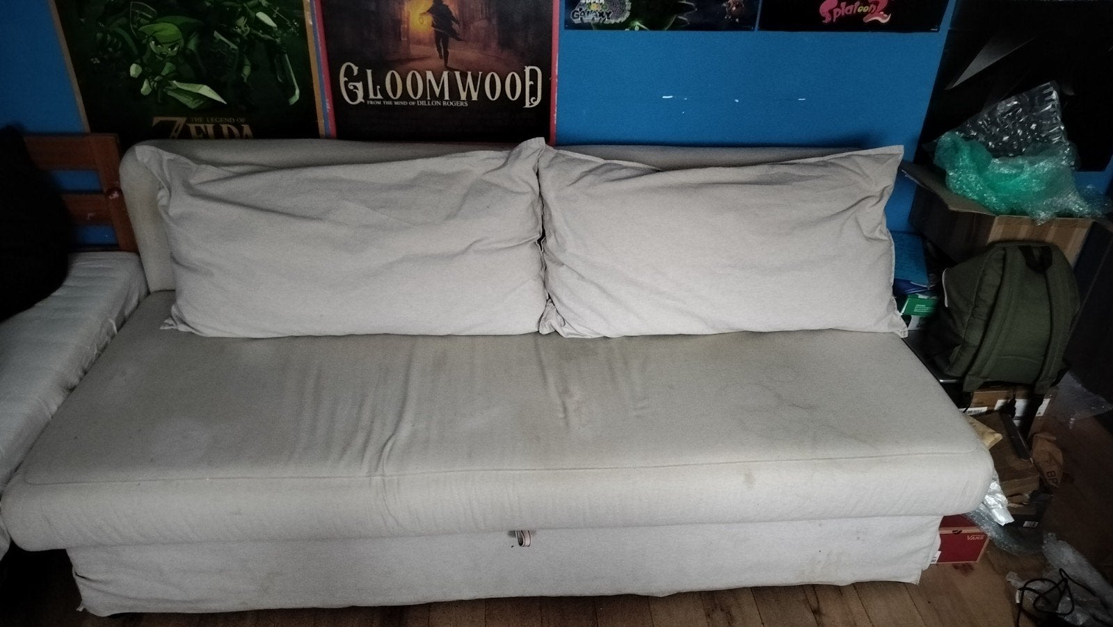 zetel bed, Maison & Meubles, 100 cm, Beige, Enlèvement, Utilisé