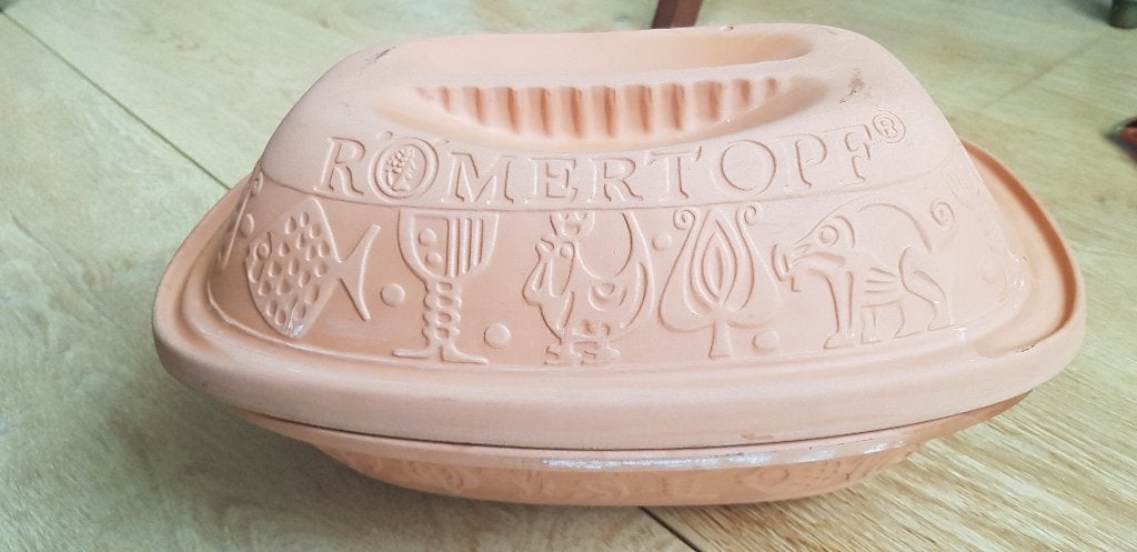 „Romertopf” stoompan in  natuurlijke keramick ., Ophalen, Zo goed als nieuw, Overige materialen, Kookpan of Snelkookpan