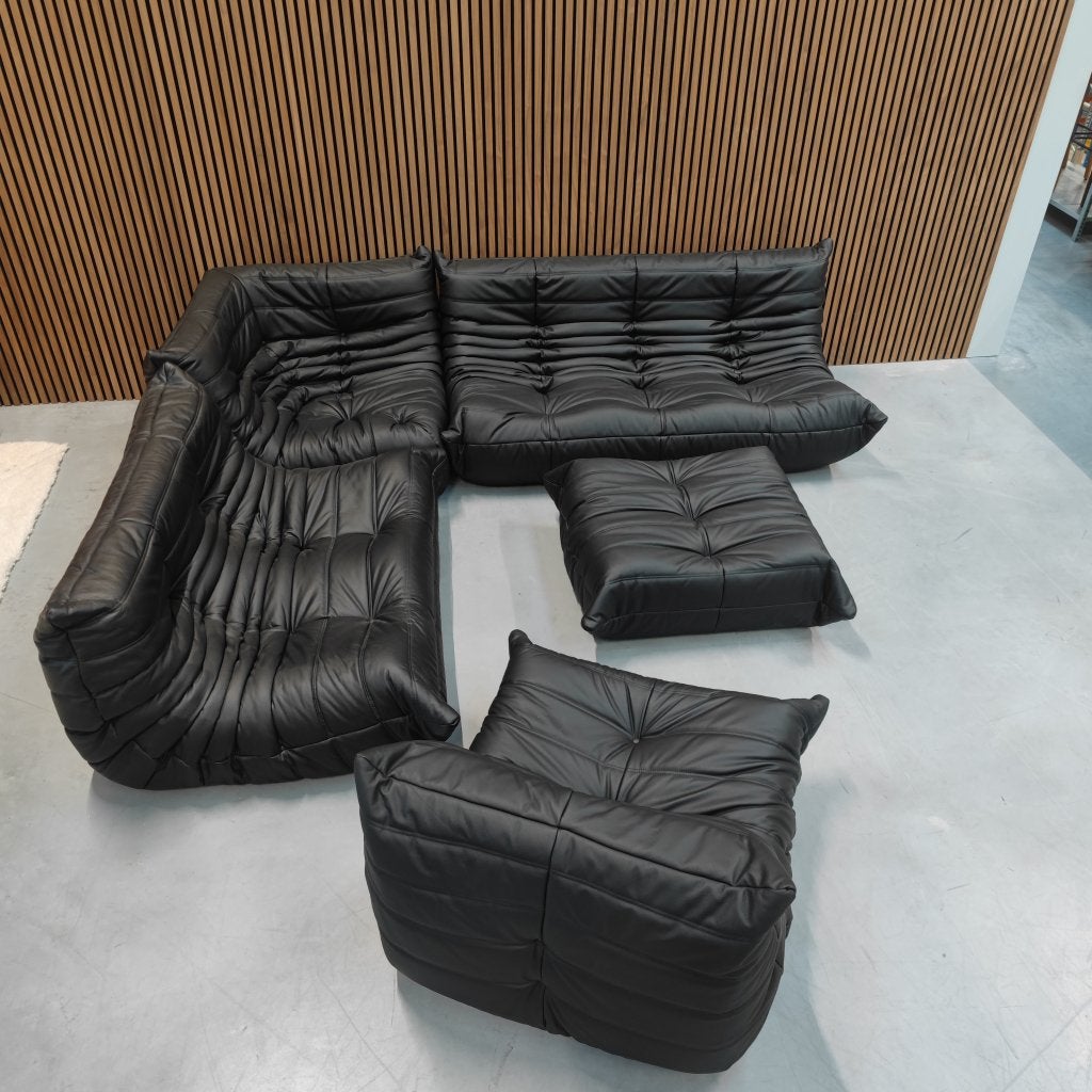 Ligne Roset Togo Modulaire Set | Zwart Leder, Ophalen of Verzenden