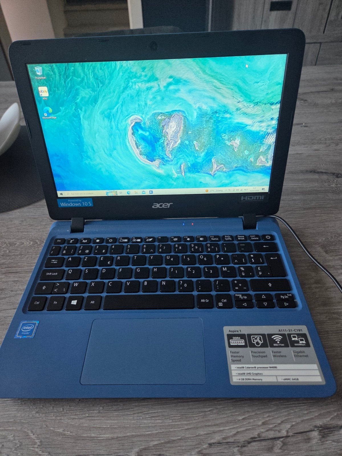 Laptop van Acer, Computers en Software, Windows Laptops, Ophalen, Zo goed als nieuw, Azerty, 4 GB