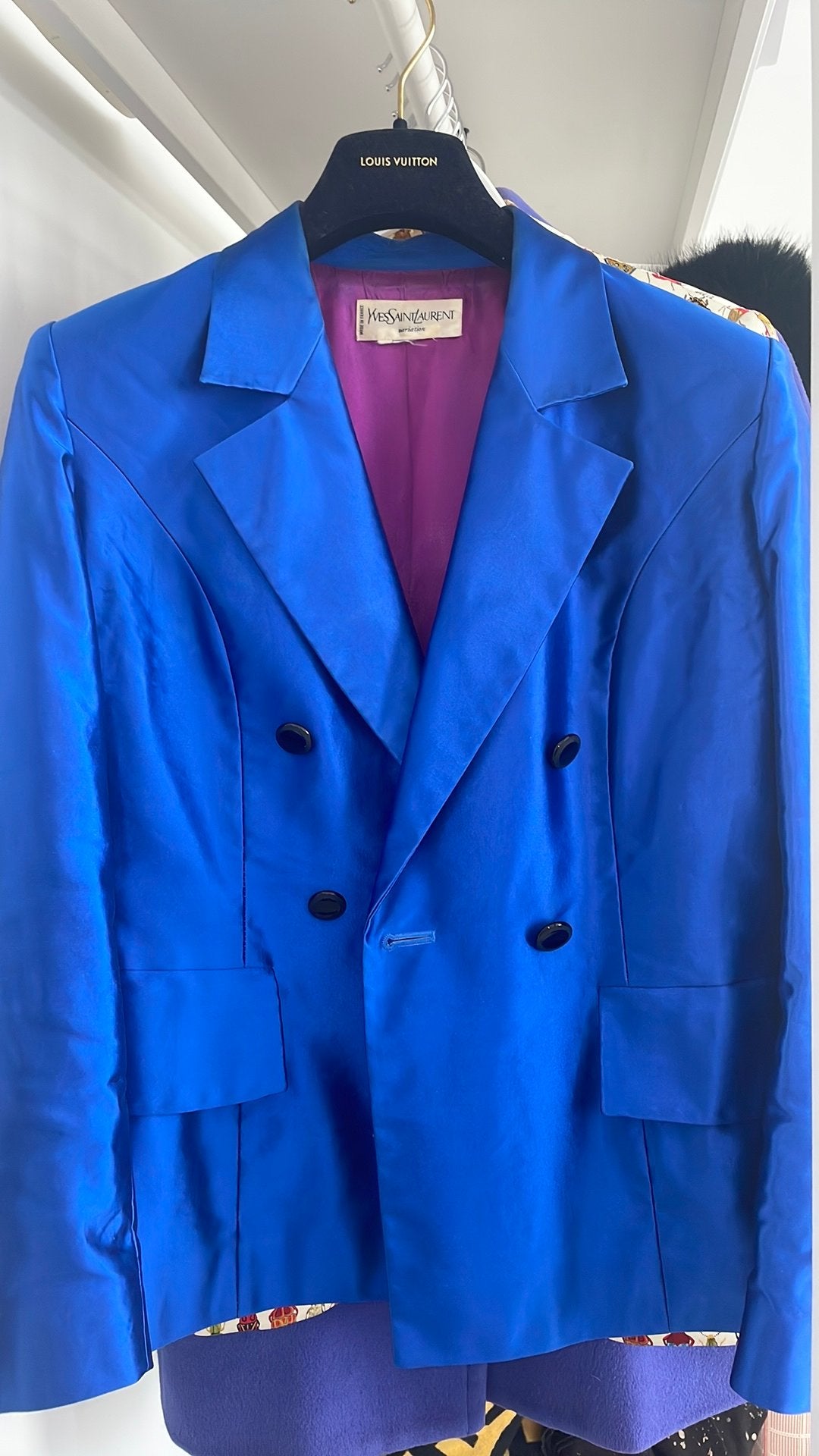 Veste en soie bleue majorelle rare Yves Saint Laurent, Enlèvement, Comme neuf