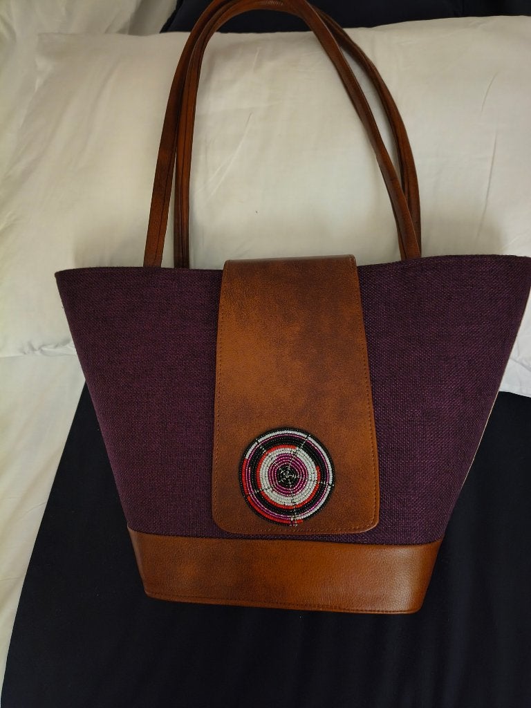 sac en tissu et cuir, fait main, Enlèvement ou Envoi, Neuf, Violet, Sac à main