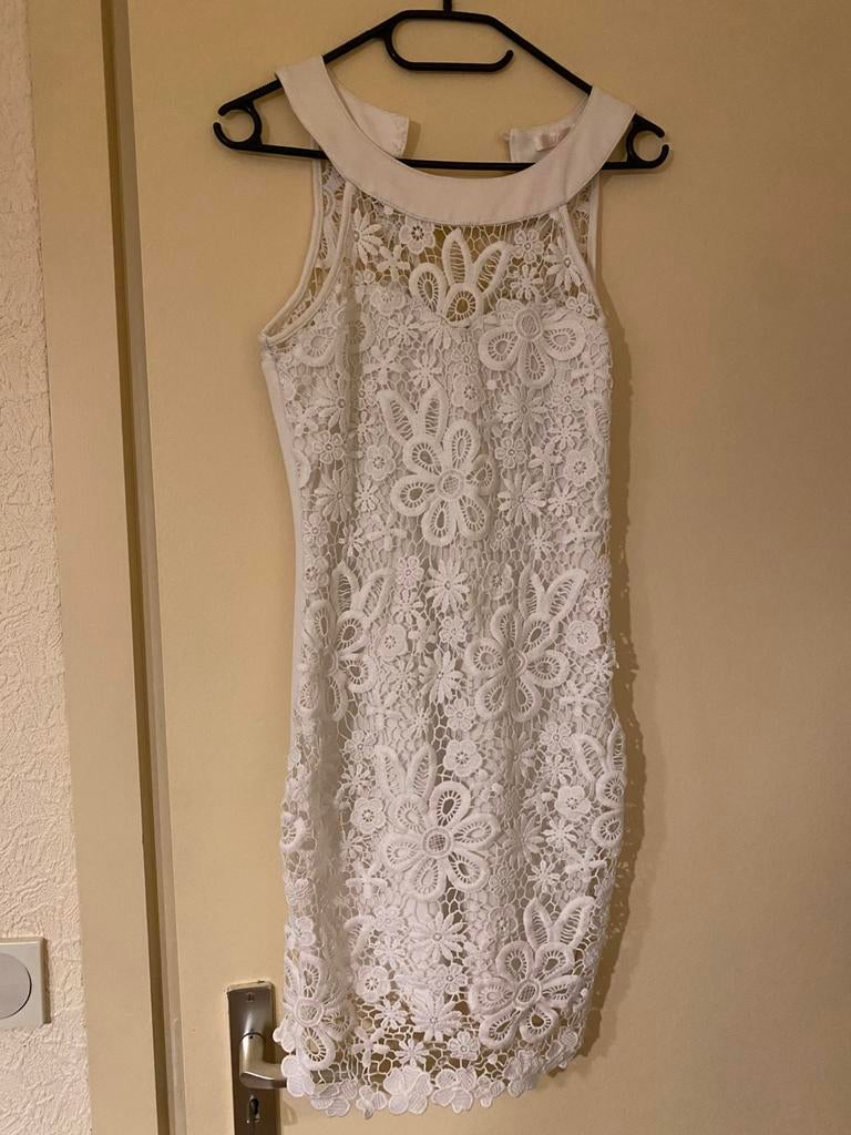 Wit kleedje met kant, Enlèvement ou Envoi, Porté, Taille 36 (S), Blanc