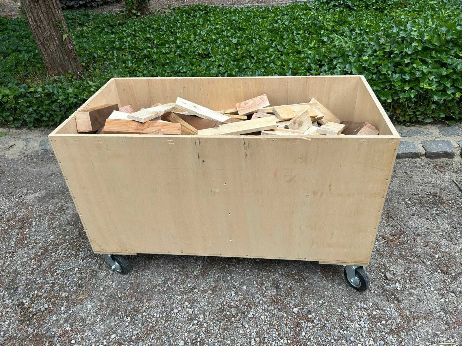Bak gevuld met rest stukken van planken en balken, Enlèvement, Autres essences de bois