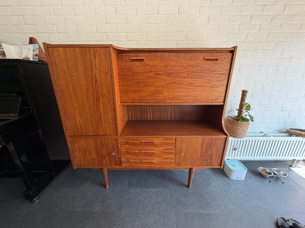 Vintage high board kast - barkast, Antiek en Kunst, Ophalen