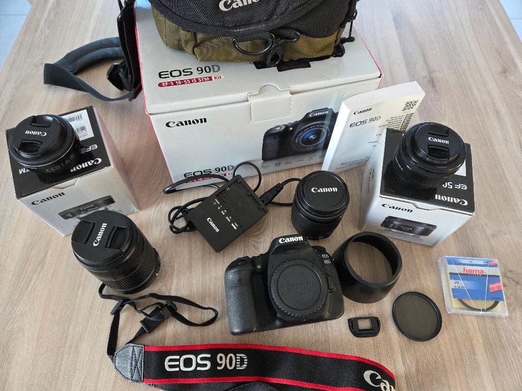 Kit Photo Canon EOS 90D + 4 Objectifs  + accessoires, Audio, Tv en Foto, Fotocamera's Digitaal, Ophalen, Spiegelreflex, 32 Megapixel