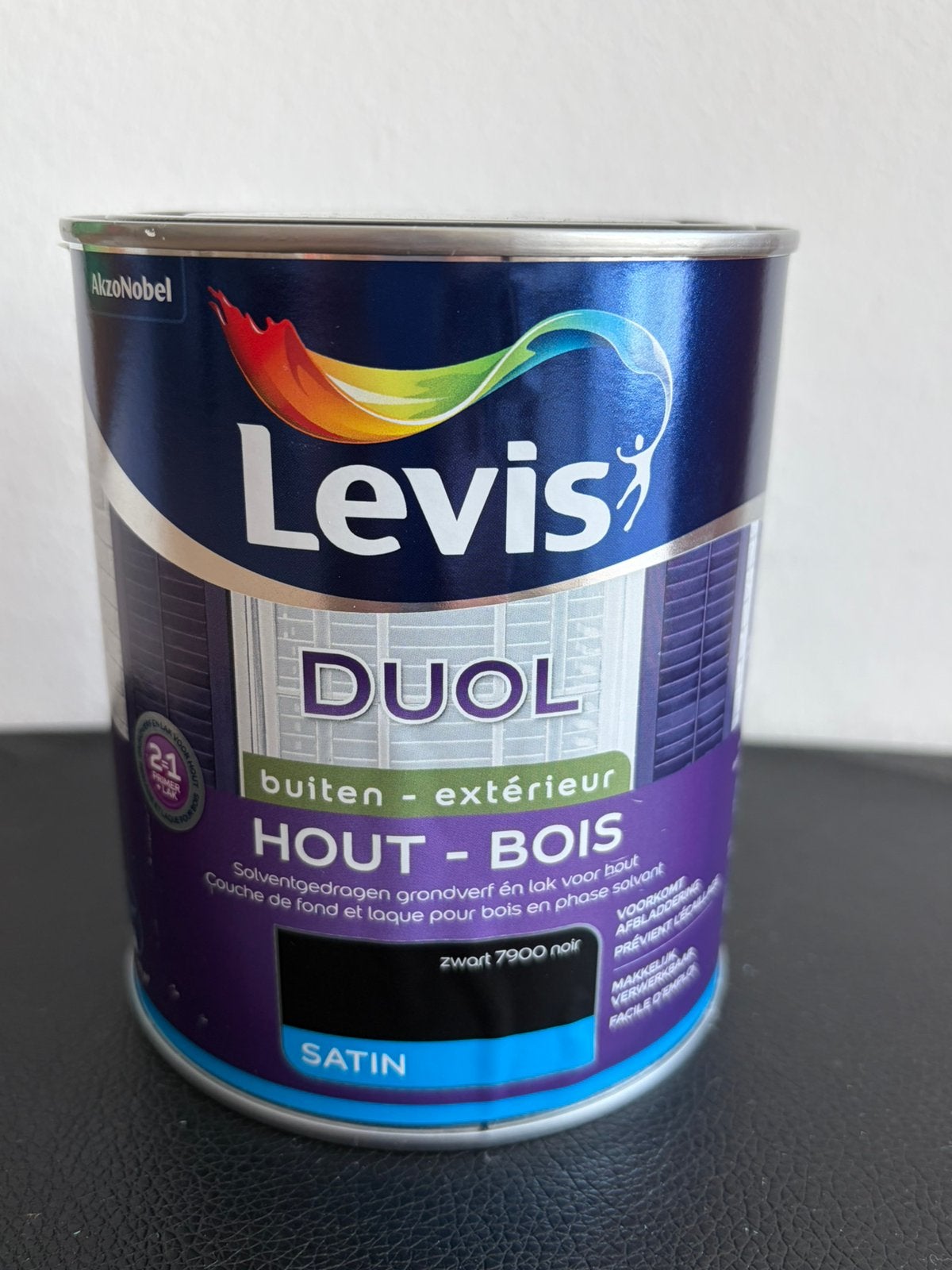 Levis lak Duol buitenhout zwart zijdeglans 750ml, Ophalen, Zwart, Nieuw, Lak