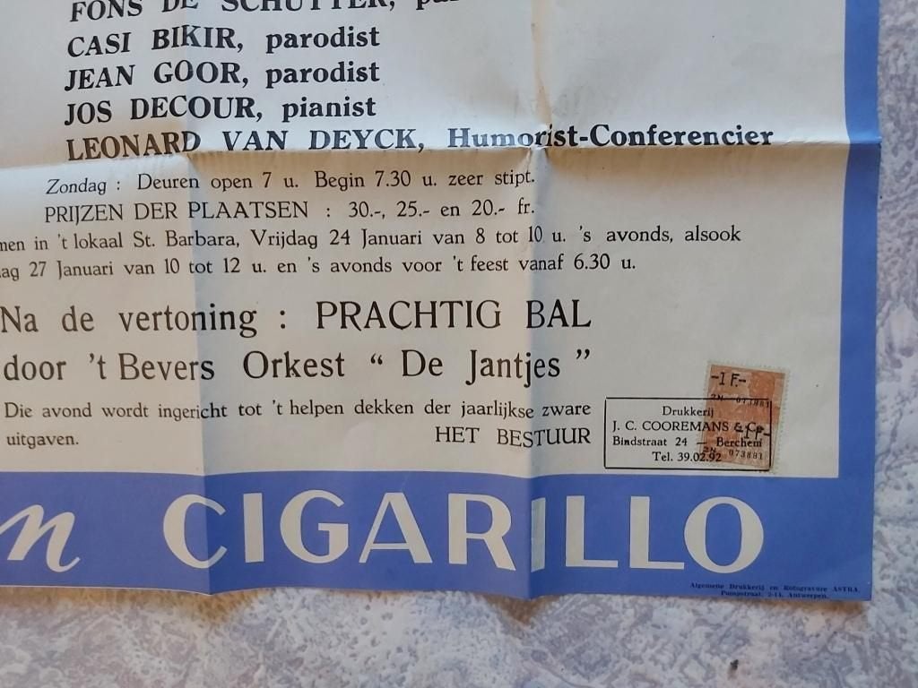 Berchem Beveren Waas Poster Antwerpen Reclame Sigaretten, Ophalen of Verzenden, Reclame