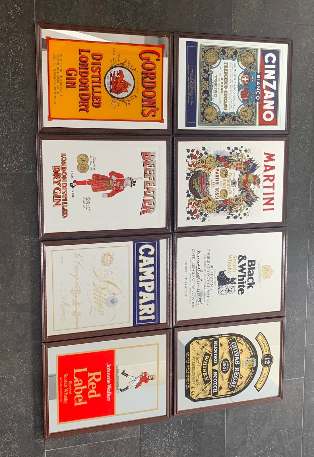 Vintage reclame spiegels, 8 stuks, Ophalen, Gebruikt, Reclamebord