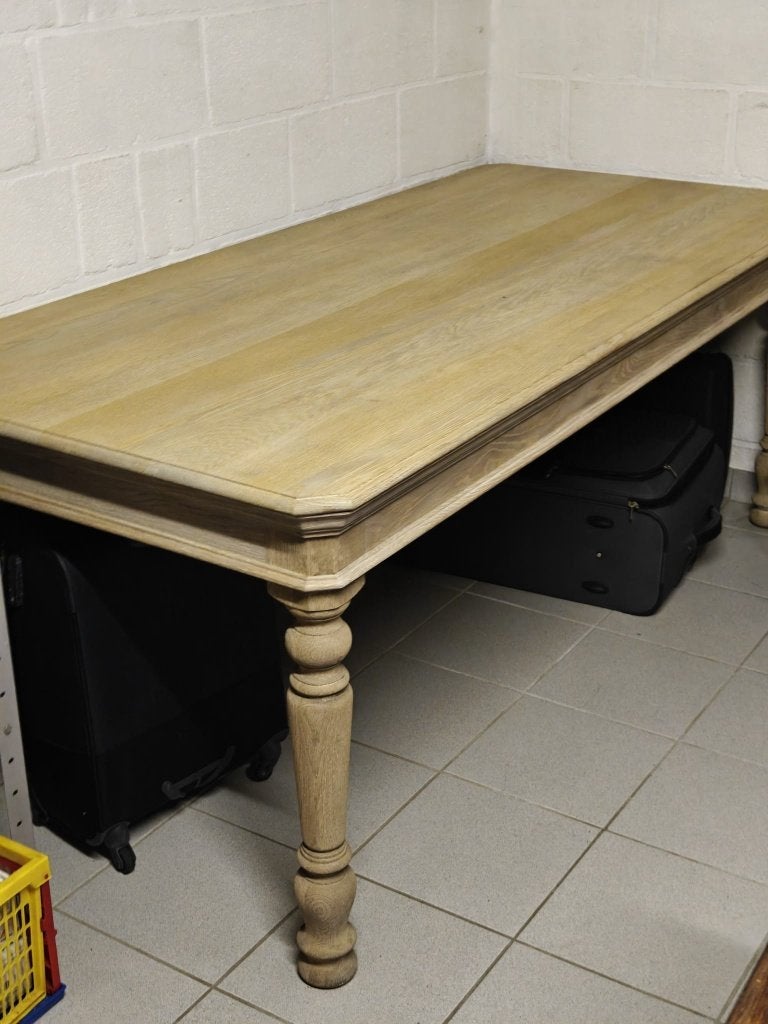 Massief eiken gezandstraalde tafel, Ophalen, Eikenhout, 50 tot 100 cm, Zo goed als nieuw