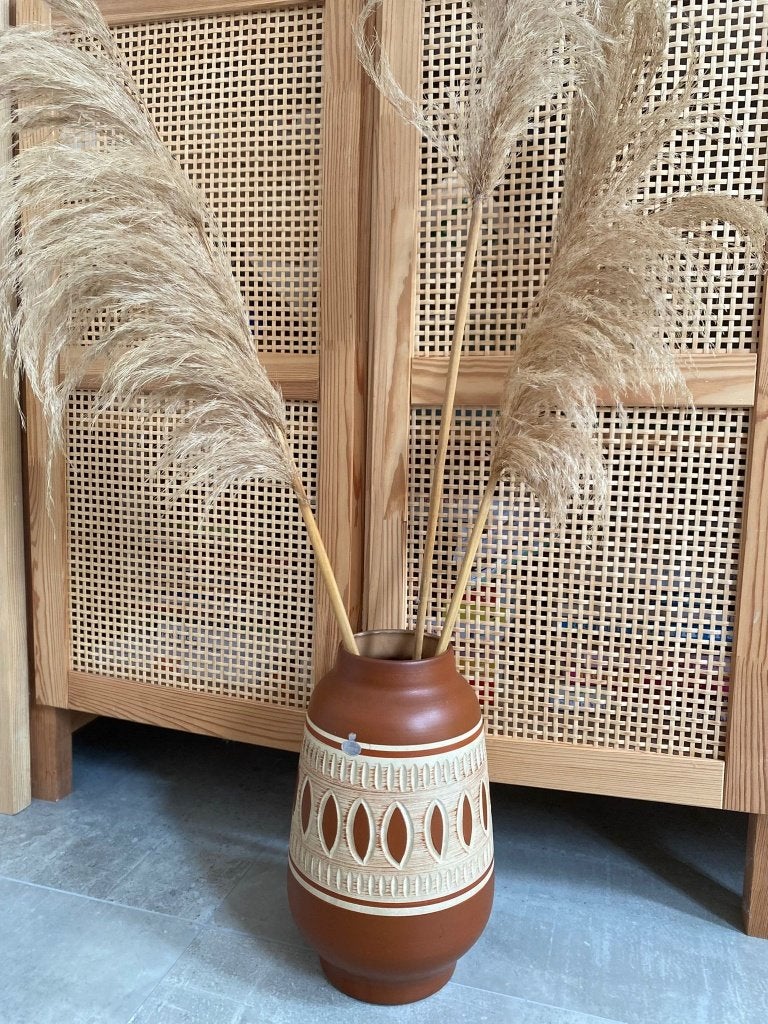 Mid-century West-Duitse Sawa vaas in terracotta-kleur 30x10, Ophalen