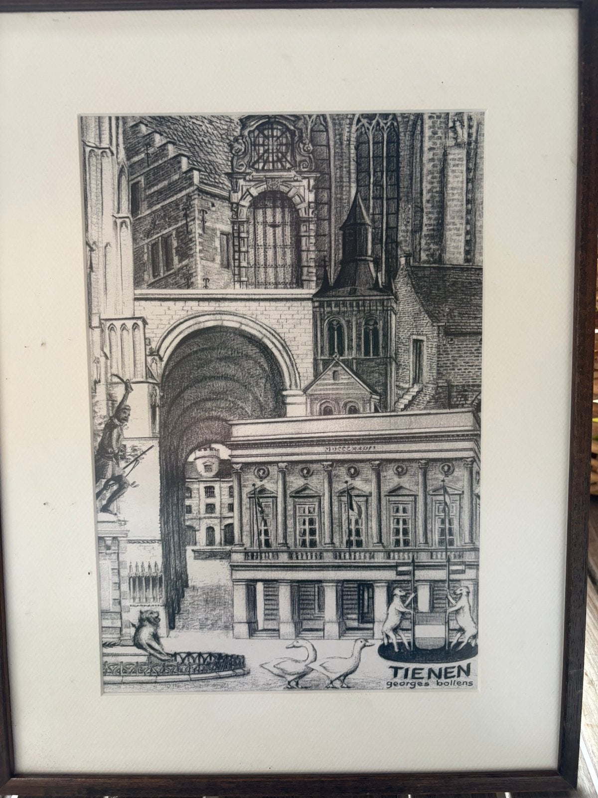 Tienen tekening van Georges Bollens, Antiek en Kunst, Kunst | Etsen en Gravures, Ophalen of Verzenden
