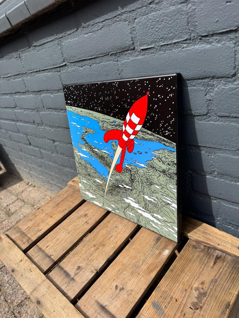 Kuifje Raket emaille kunstwerk, Antiek en Kunst, Ophalen of Verzenden