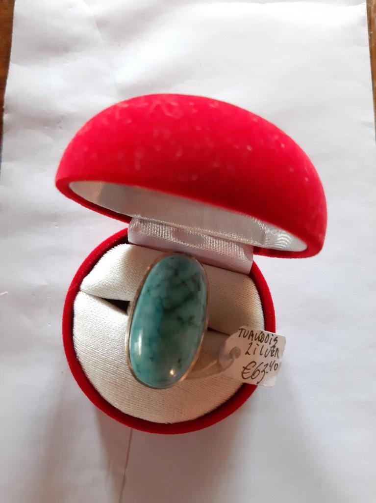 Zilveren ring 925 met prachtige turquoise e, Ophalen