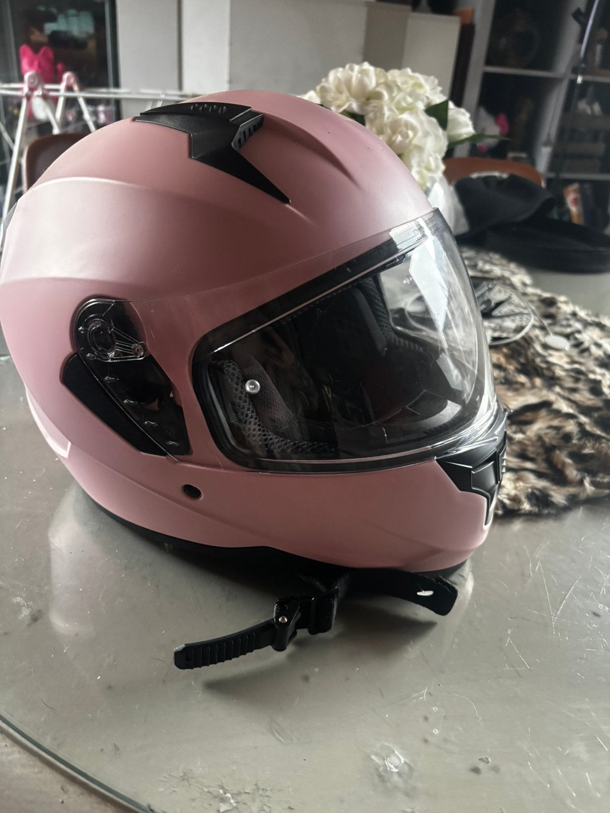 Roze moto helm, Ophalen of Verzenden, Zo goed als nieuw